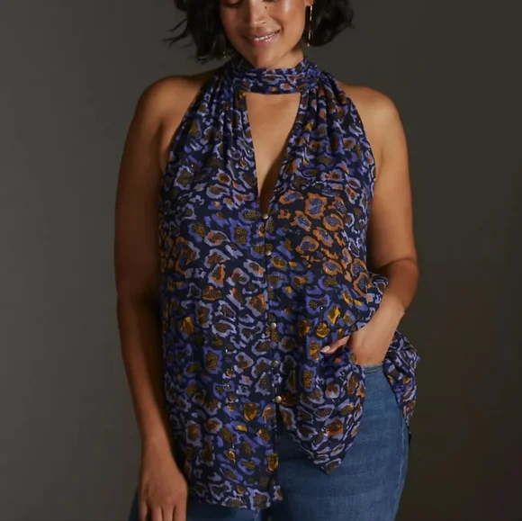 Anthro Sleeveless halter tank B2 - Picture 1 of 7